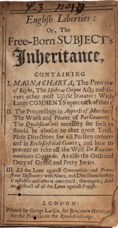a variant first edition of Care’s English Liberties