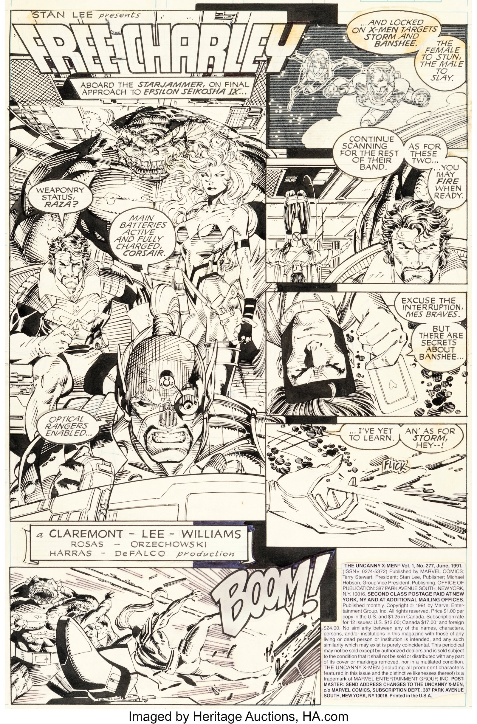 Jim Lee and Scott Williams The Uncanny X-Men #277 Story Page 1 Original Art (Marvel, 1991)