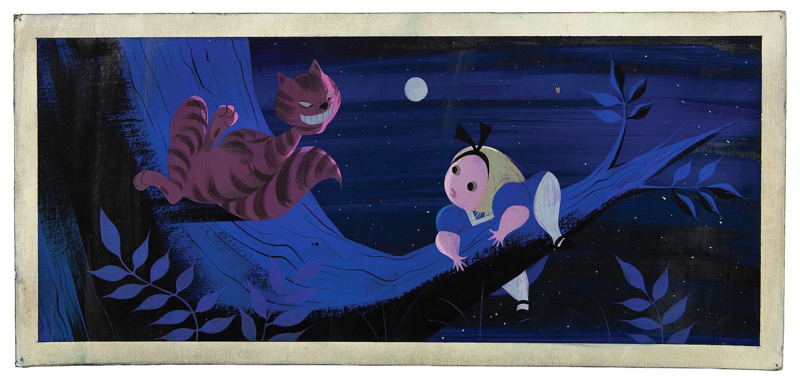 The Cheshire Cat loses his head in a Mary Blair panorama for Alice in Wonderland