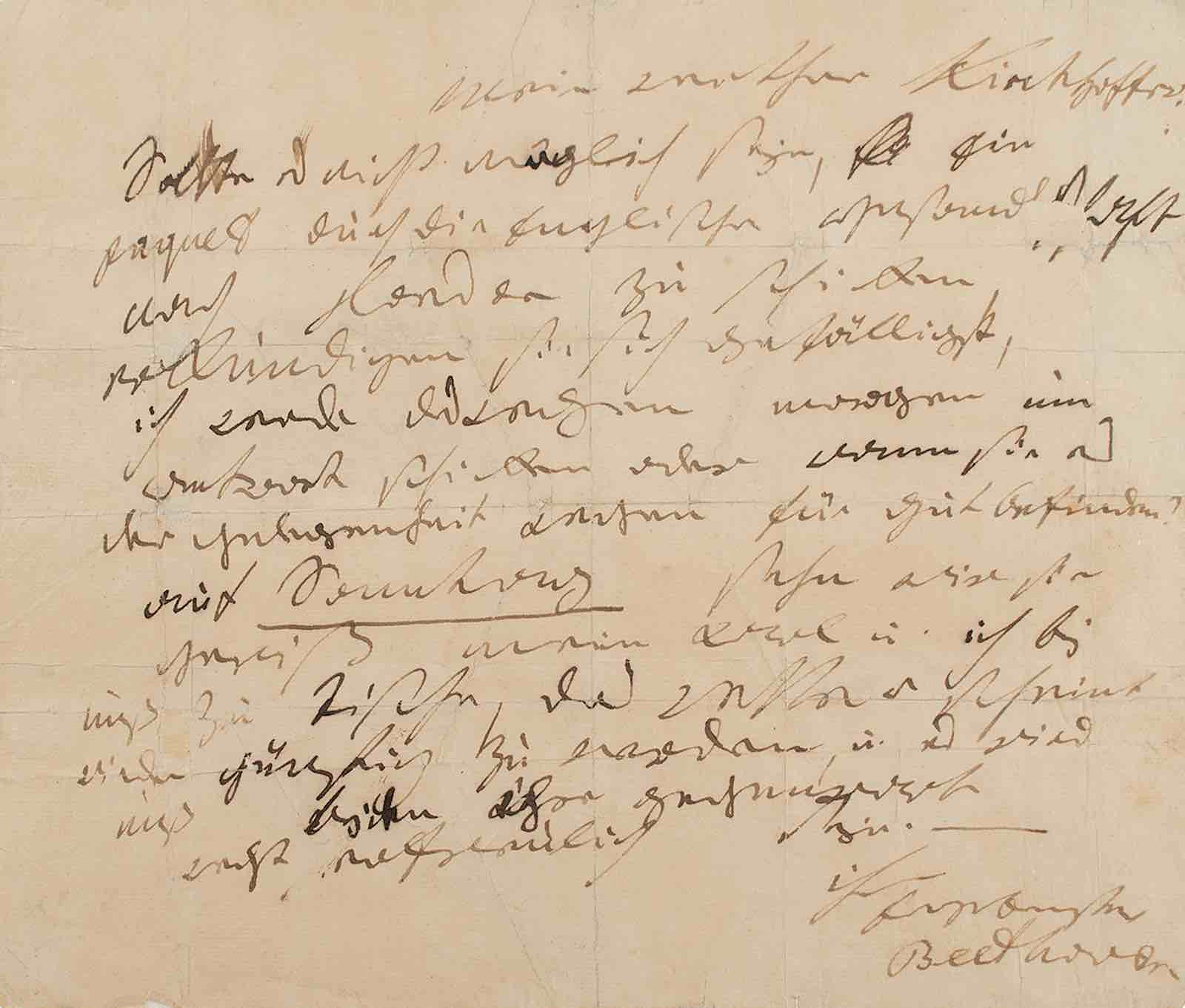 Autograph letter by Ludwig van Beethoven