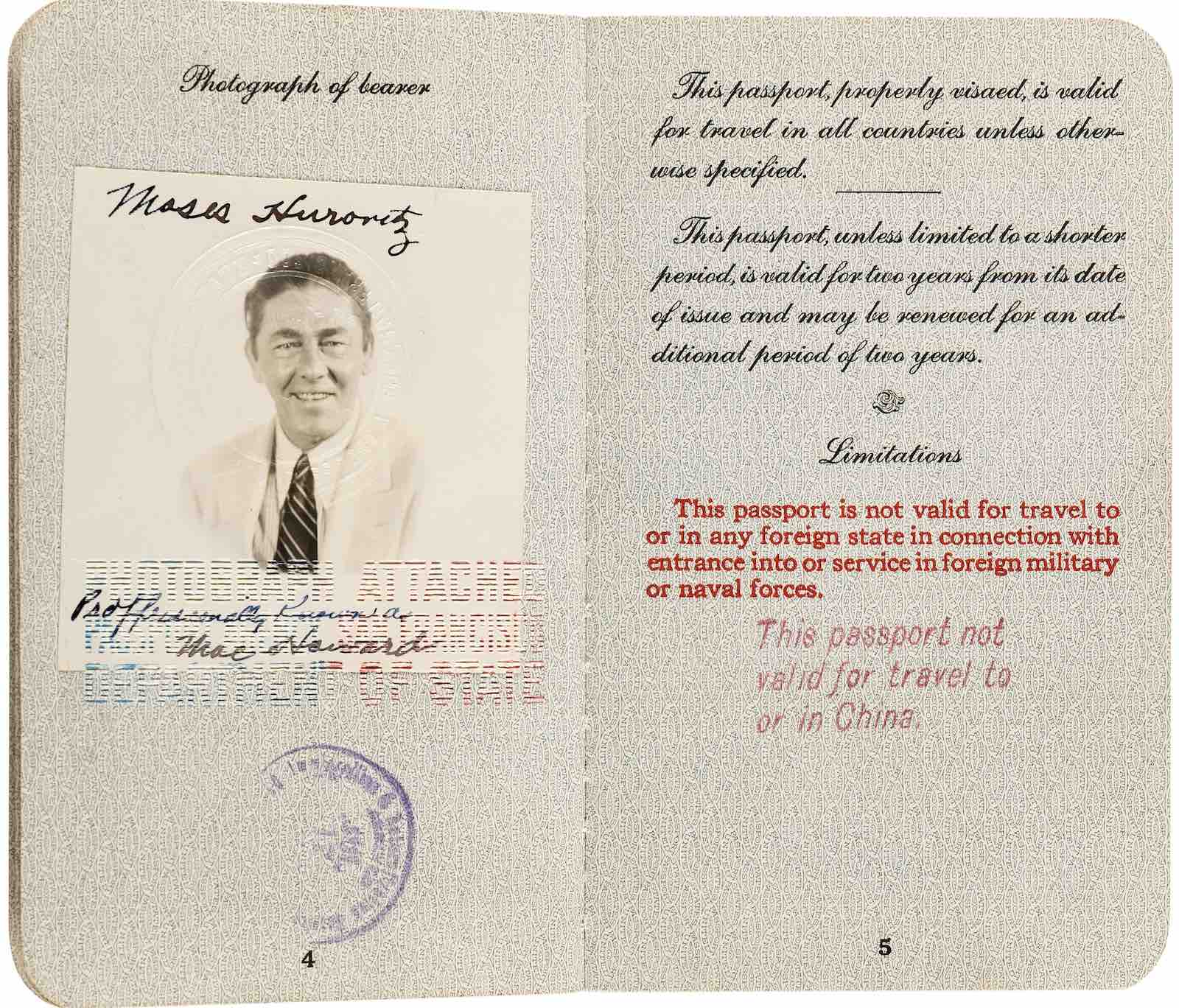 Moe Howard's passport