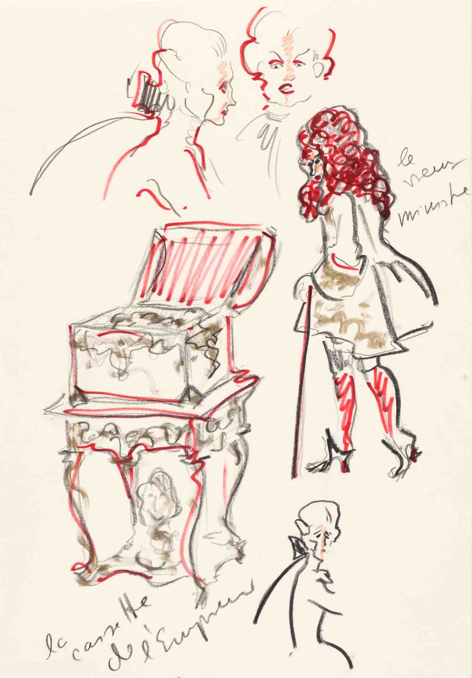 Original Karl Lagerfeld illustration for The Emperor's New Clothes