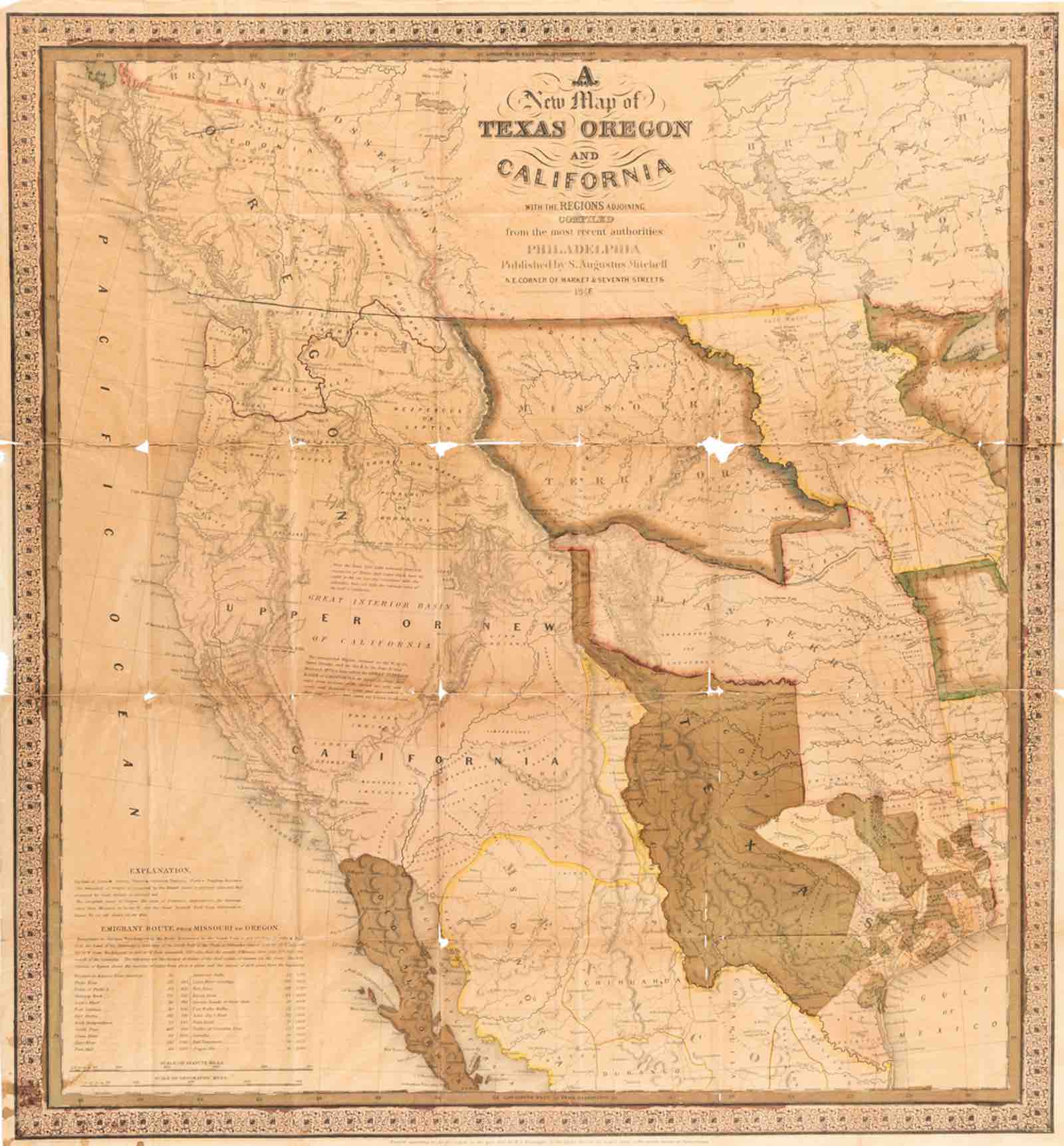 Samuel Augustus Mitchell. A New Map of Texas, Oregon and California with the Regions Adjoining