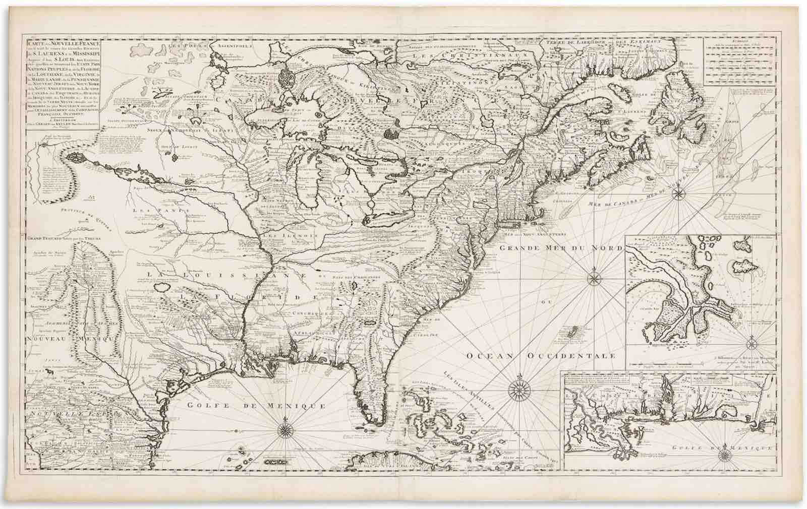 Large engraved map of eastern North America