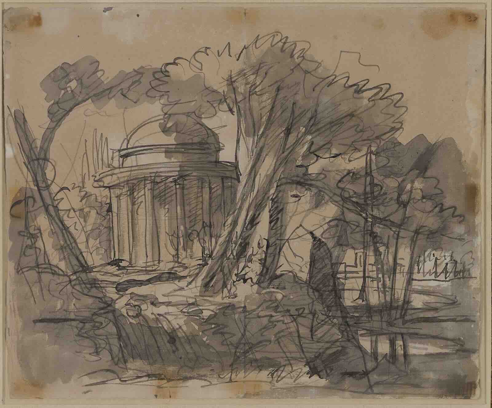 Josef Gail (1755–1830), set design for act 2, scene 4, in the original production of Die Zauberflöte (The Magic Flute, K. 620), Vienna, 1791. Graphite and ink on paper.