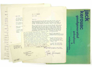 Three letters by Jack Kerouac, written between 1964 and 1969 to Jef Bierkens, editor of the avant-garde magazine Labris. Offered by Demian Gallery for €15,000.