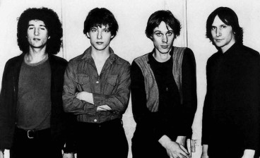 Television in a 1977 publicity photo promoting their debut album Marquee Moon on Elektra Records. Left to right: Billy Ficca, Richard Lloyd, Tom Verlaine, and Fred Smith.