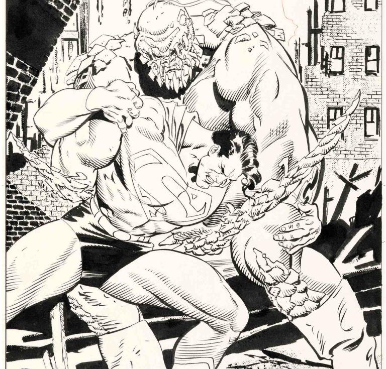 Jon Bogdanove's death of Superman art work