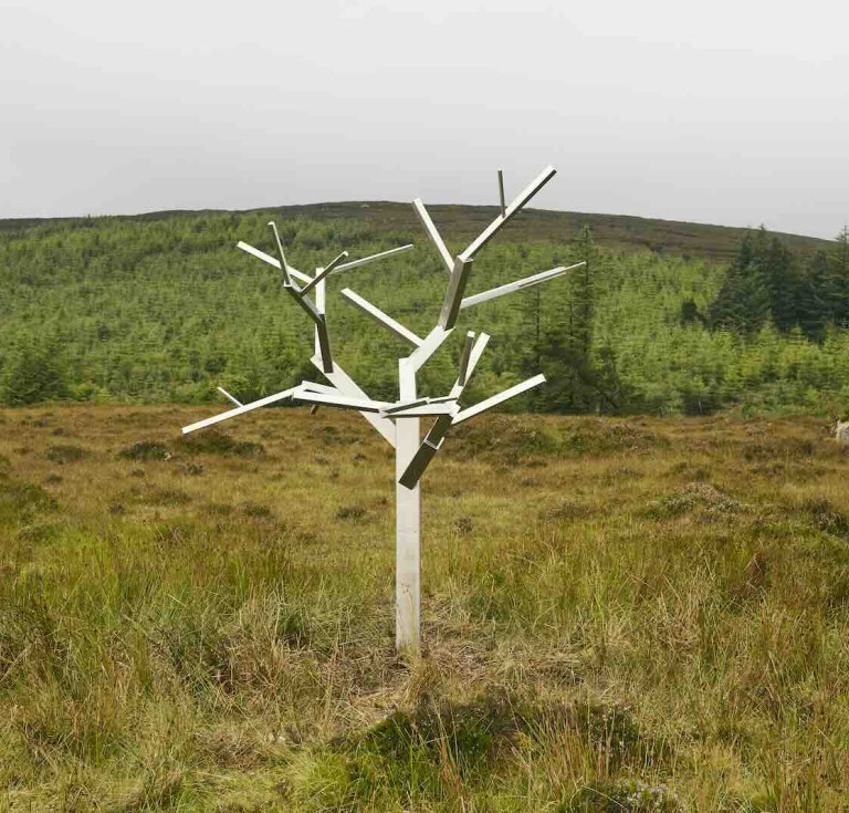 Antony Gormley's Tree for Waiting for Godot on an upland bog in the UNESCO Cuilcagh Lakelands Geopark Co. Fermanagh at the July 2019 Happy Days Enniskillen International Beckett Festival